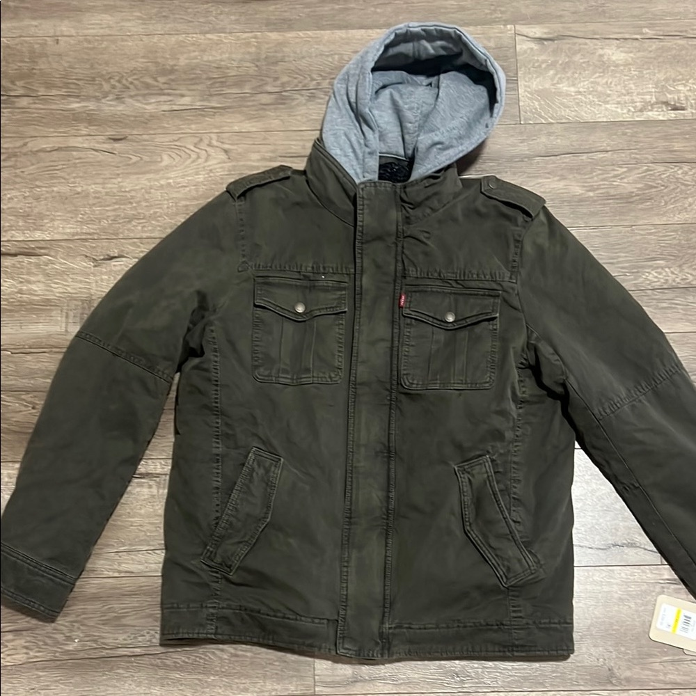 Men's Olive Green Hooded Jacket